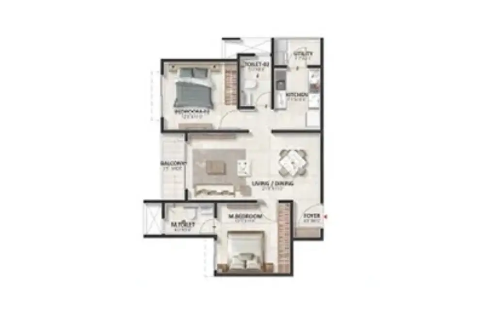 2 BHK + 2T